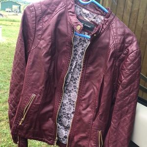 maroon leather jacket
